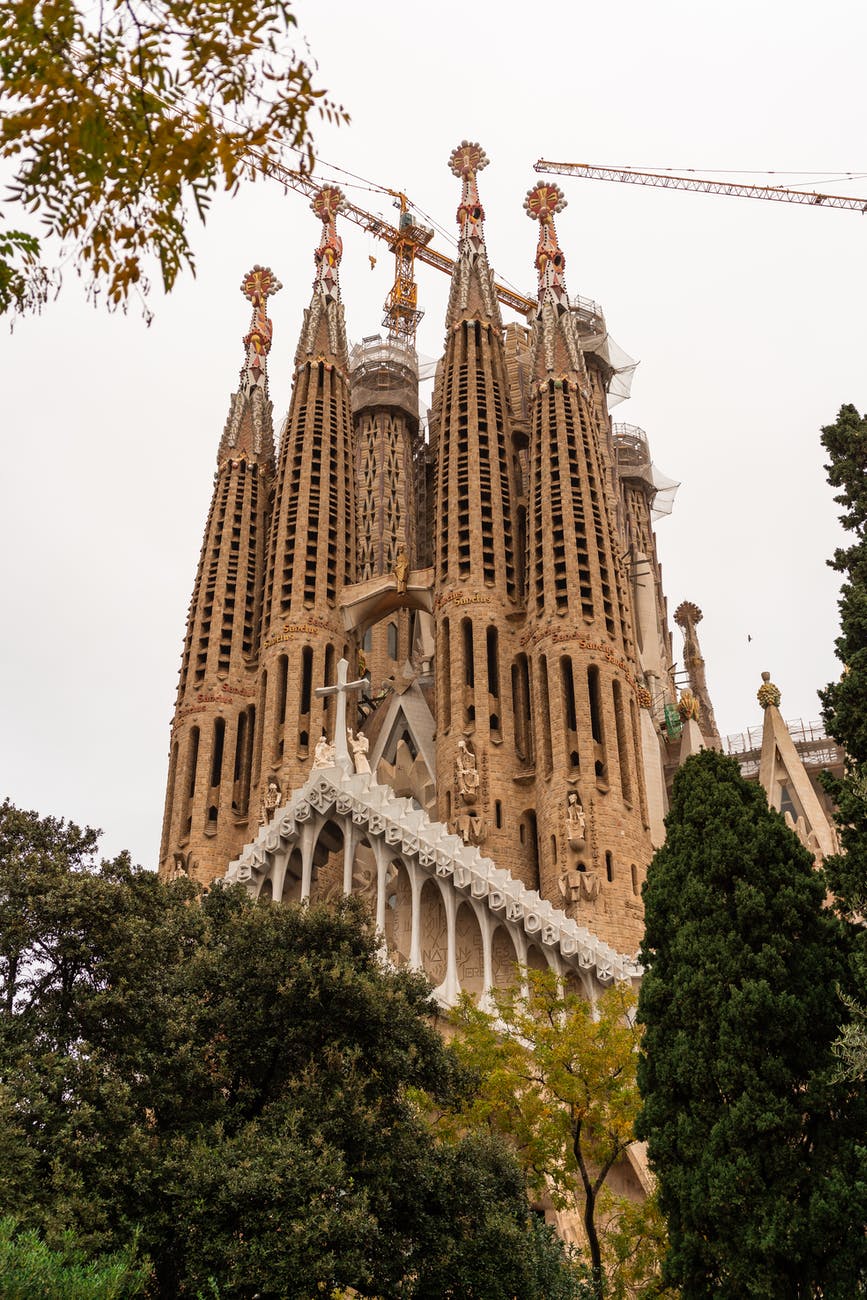 facade of sagrada familia church in city